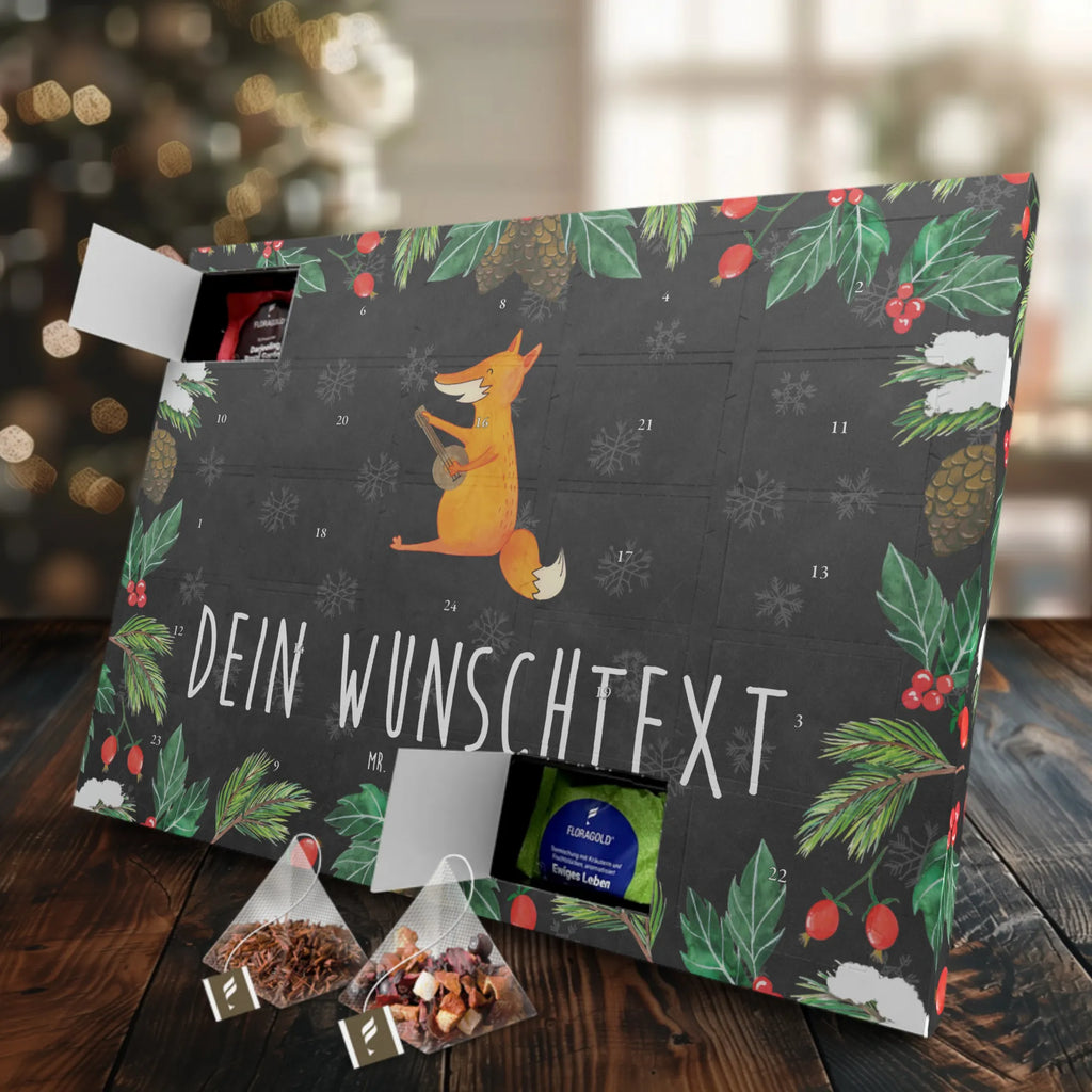 Personalisierter Tee Adventskalender Fuchs Gitarre Personalisierter Tee Adventskalender, Fuchs, Füchse, Sängerin, Gitarre, Sänger, Geschenk Musiker, Musik Spruch, Musikerin