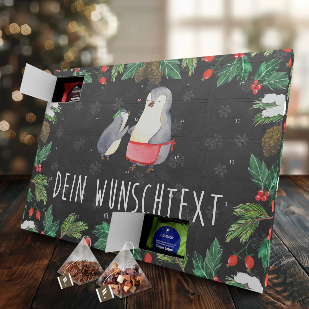 Personalisierter Tee Adventskalender Pinguin mit Kind Personalisierter Tee Adventskalender, Mama, Oma, Opa, Schwester, Papa, Bruder, Muttertag, Vatertag, Familie, Mami, Mutter, Geburststag, Geschenk, Mutti