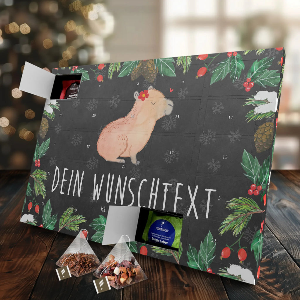 Personalisierter Tee Adventskalender Capybara Blume Personalisierter Tee Adventskalender, Tiermotive, Tiere, Gute Laune, Lustige Sprüche, Capybara