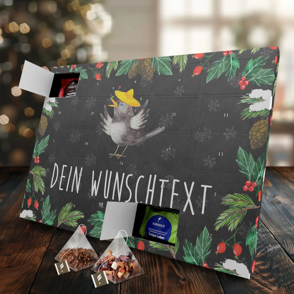 Personalisierter Tee Adventskalender Rabe Sombrero Personalisierter Tee Adventskalender, Tiermotive, Tiere, Gute Laune, Lustige Sprüche, Spruch Positiv, Froh, Fröhlich sein, glücklich sein, Elster, Motivation, Vogel, Glück Spruch, Vögel, Rabe