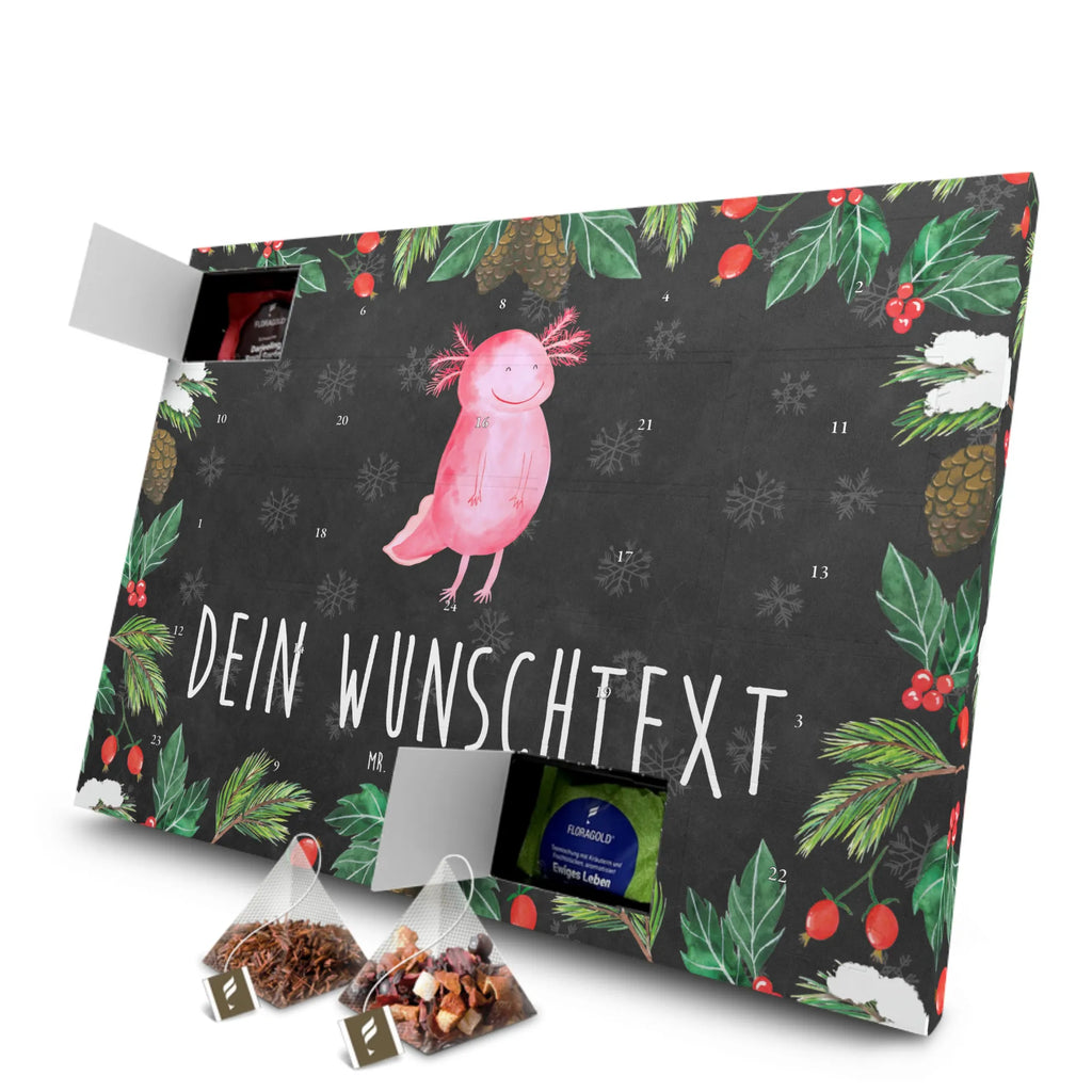 Personalisierter Tee Adventskalender Axolotl Glücklich Personalisierter Tee Adventskalender, Axolotl, Molch, Lurch, Motivation, Lurche, Schwanzlurch, Gute Laune, Axolot