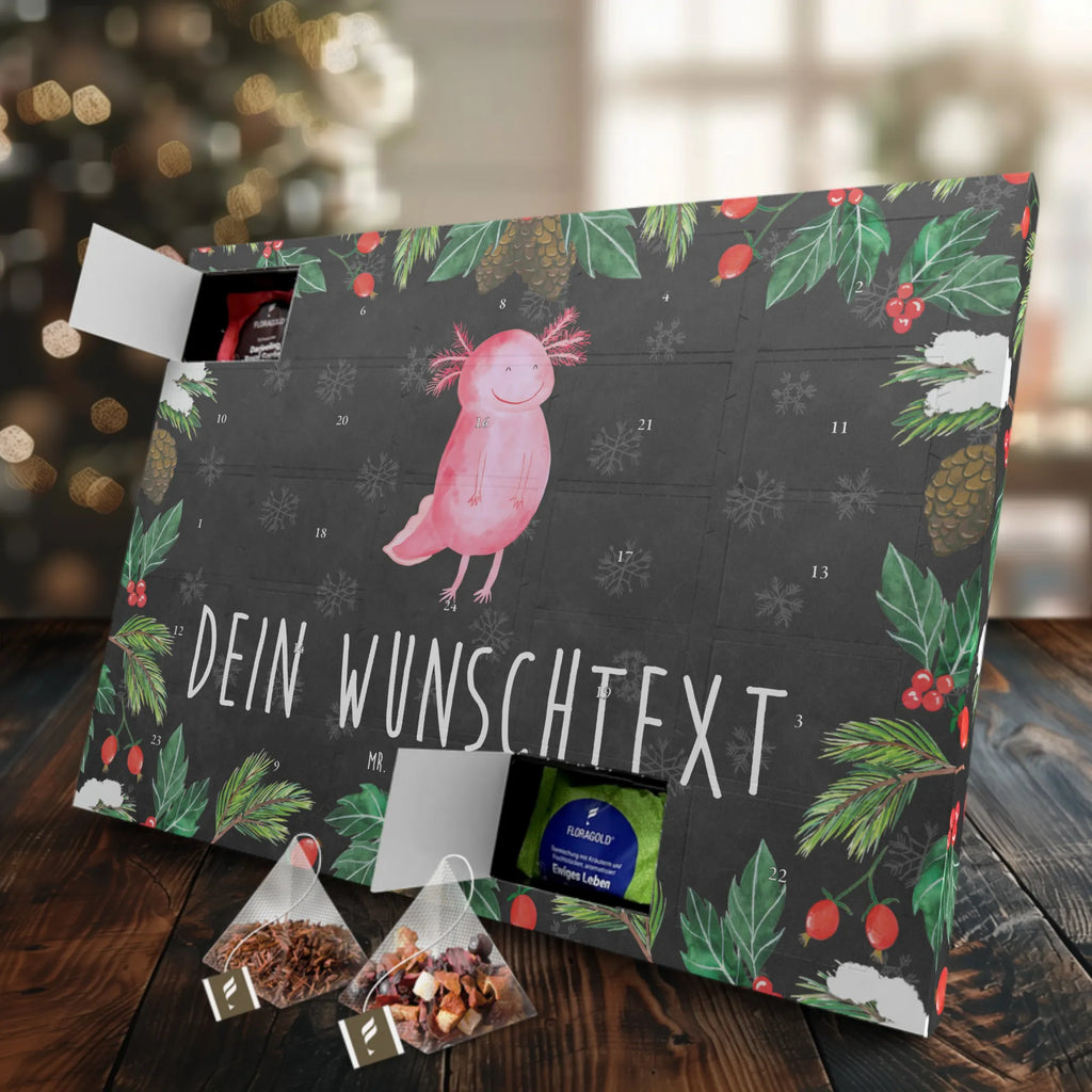 Personalisierter Tee Adventskalender Axolotl Glücklich Personalisierter Tee Adventskalender, Axolotl, Molch, Lurch, Motivation, Lurche, Schwanzlurch, Gute Laune, Axolot