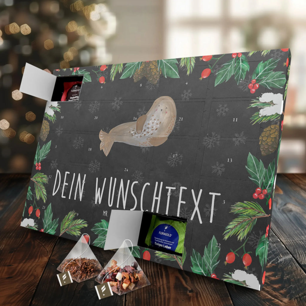 Personalisierter Tee Adventskalender Robbe Lachen Personalisierter Tee Adventskalender, Tiermotive, Tiere, Gute Laune, Lustige Sprüche, Seehund, Ostsee, Strand, Meerestier, Nordsee, Robben, Robbe