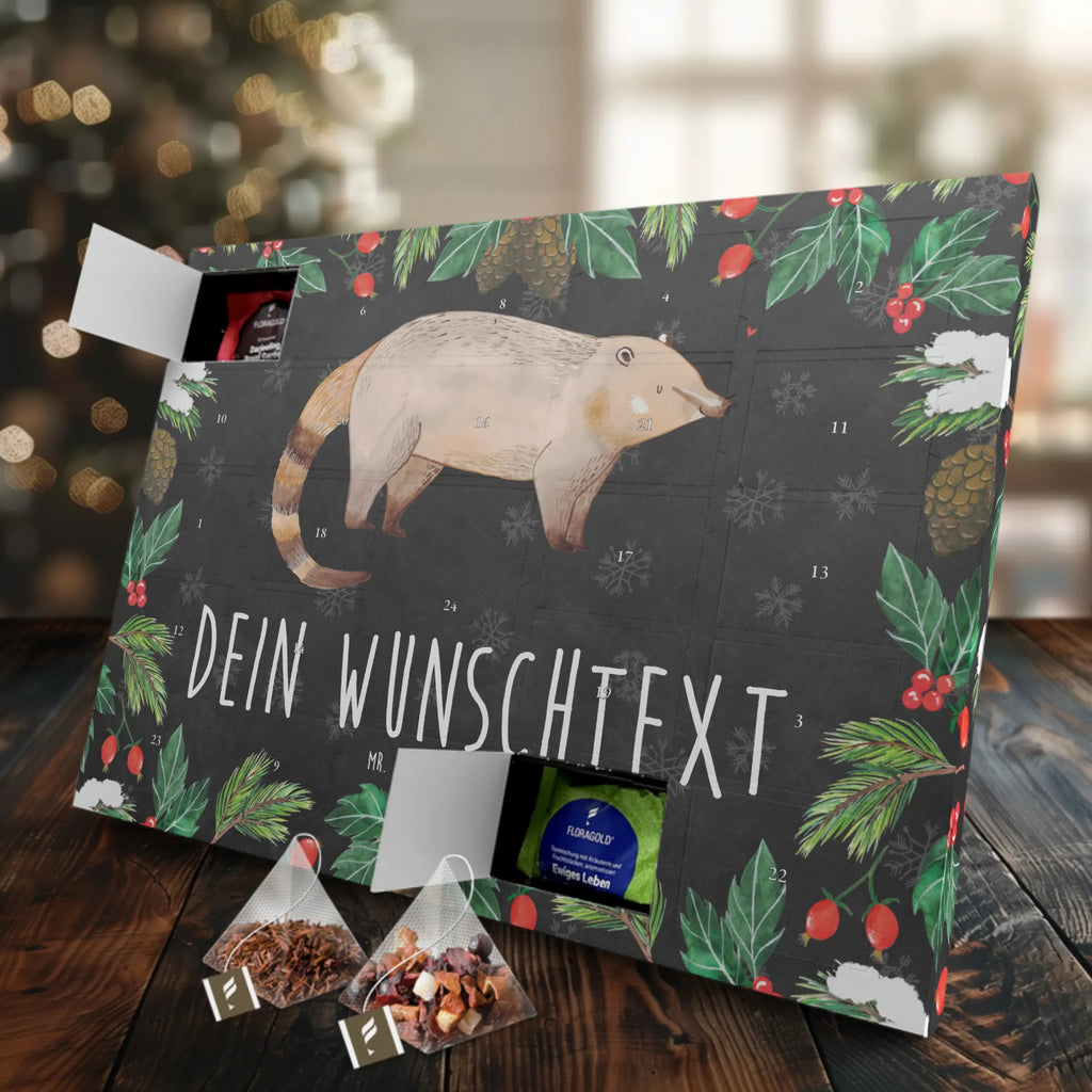 Personalisierter Tee Adventskalender Nasenbär Personalisierter Tee Adventskalender, Tiermotive, Tiere, Gute Laune, Lustige Sprüche, Nasenbär, Bär, Nasenbären, Rüsselbär