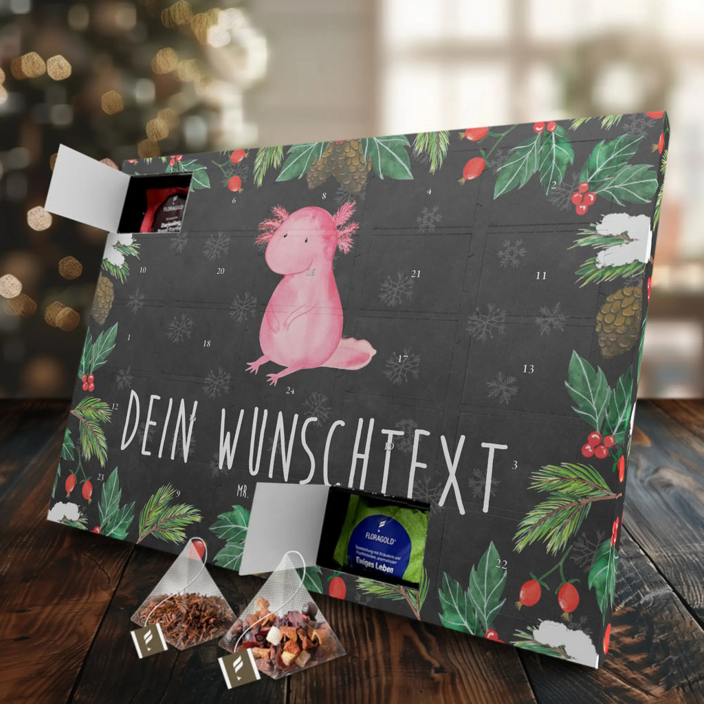 Personalisierter Tee Adventskalender Axolotl Niedlich Personalisierter Tee Adventskalender, Axolotl, Molch, Vergnügt, Liebe, Weisheit, Lebensweisheit, Lebensstil, Axolot, Zufrieden, Freundin, Fröhlich