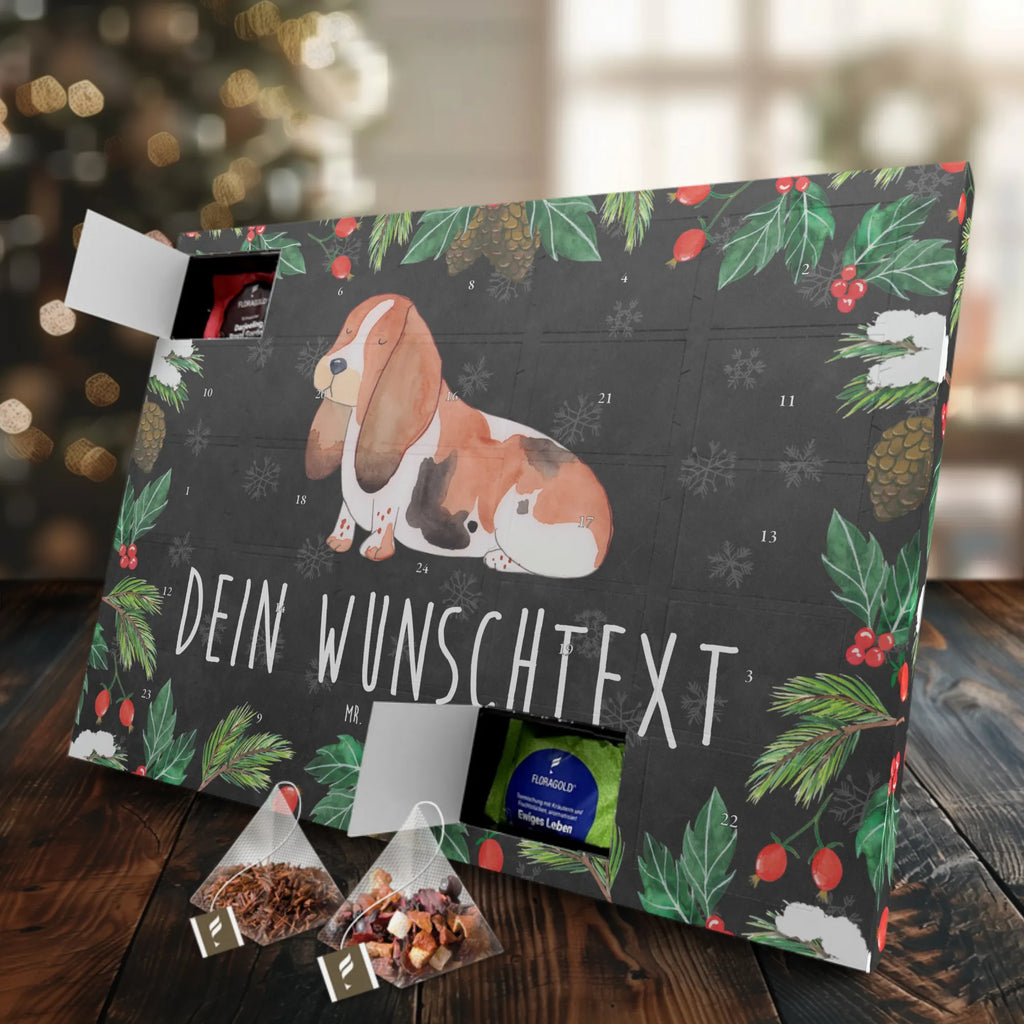Personalisierter Tee Adventskalender Hund Basset Hound Personalisierter Tee Adventskalender, Hunderasse, Hundebesitzer, Sprüche, Tierliebhaber, Hundemotiv, Haustier, Hund, Kinderlos, Basset, Hundeliebe, Basset Hound