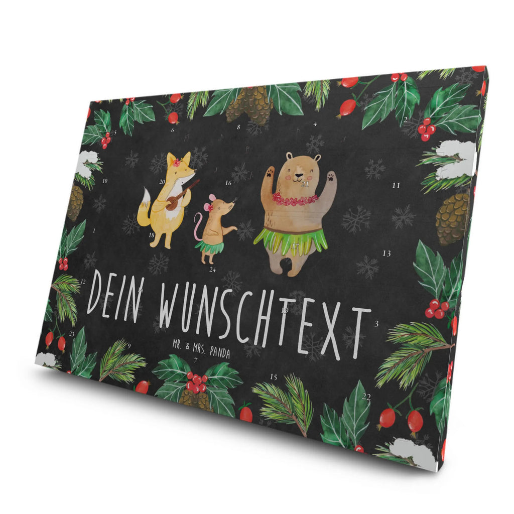 Personalisierter Tee Adventskalender Waldtiere Aloha Personalisierter Tee Adventskalender, Tiermotive, Tiere, Gute Laune, Lustige Sprüche, Wald, Waldtiere, Tanzen, Musik, Igel, Hase, Aloha, Leben, Lachen, Bär