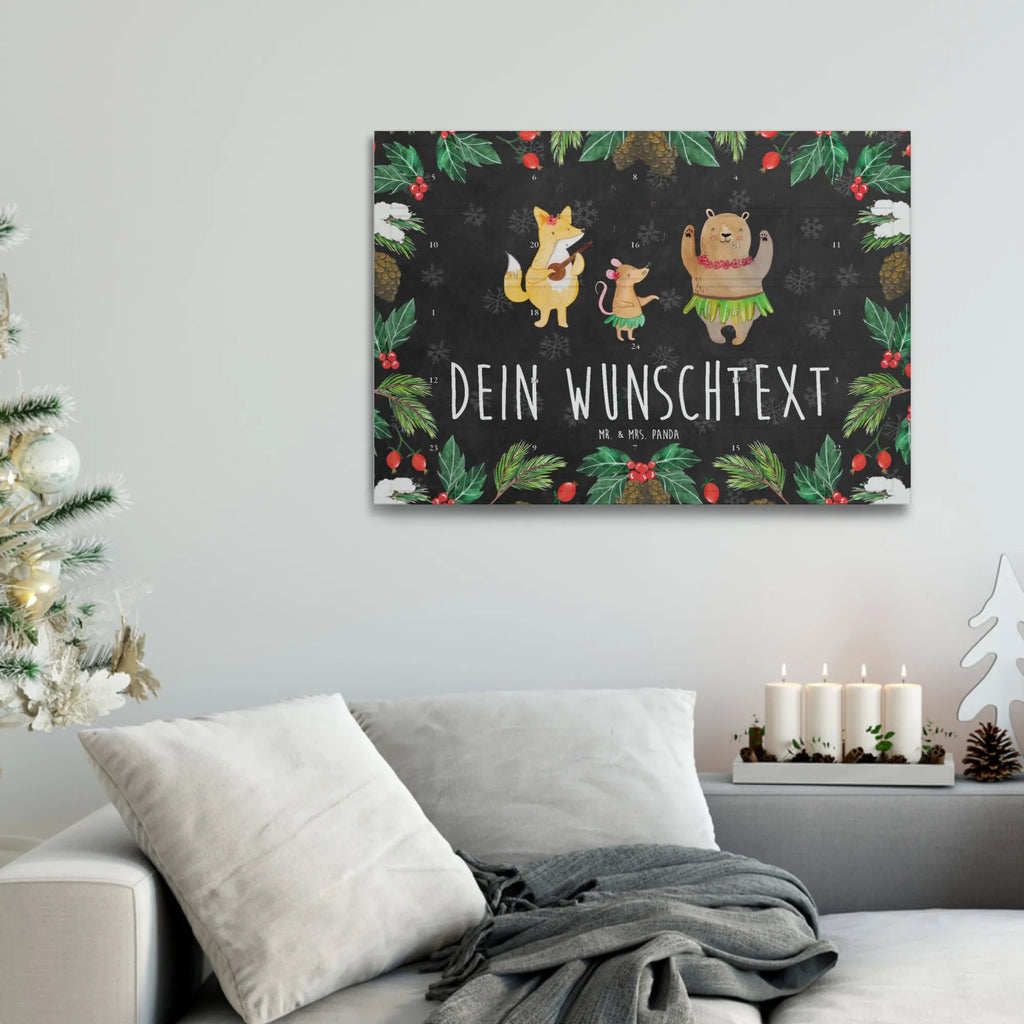 Personalisierter Tee Adventskalender Waldtiere Aloha Personalisierter Tee Adventskalender, Tiermotive, Tiere, Gute Laune, Lustige Sprüche, Wald, Waldtiere, Tanzen, Musik, Igel, Hase, Aloha, Leben, Lachen, Bär