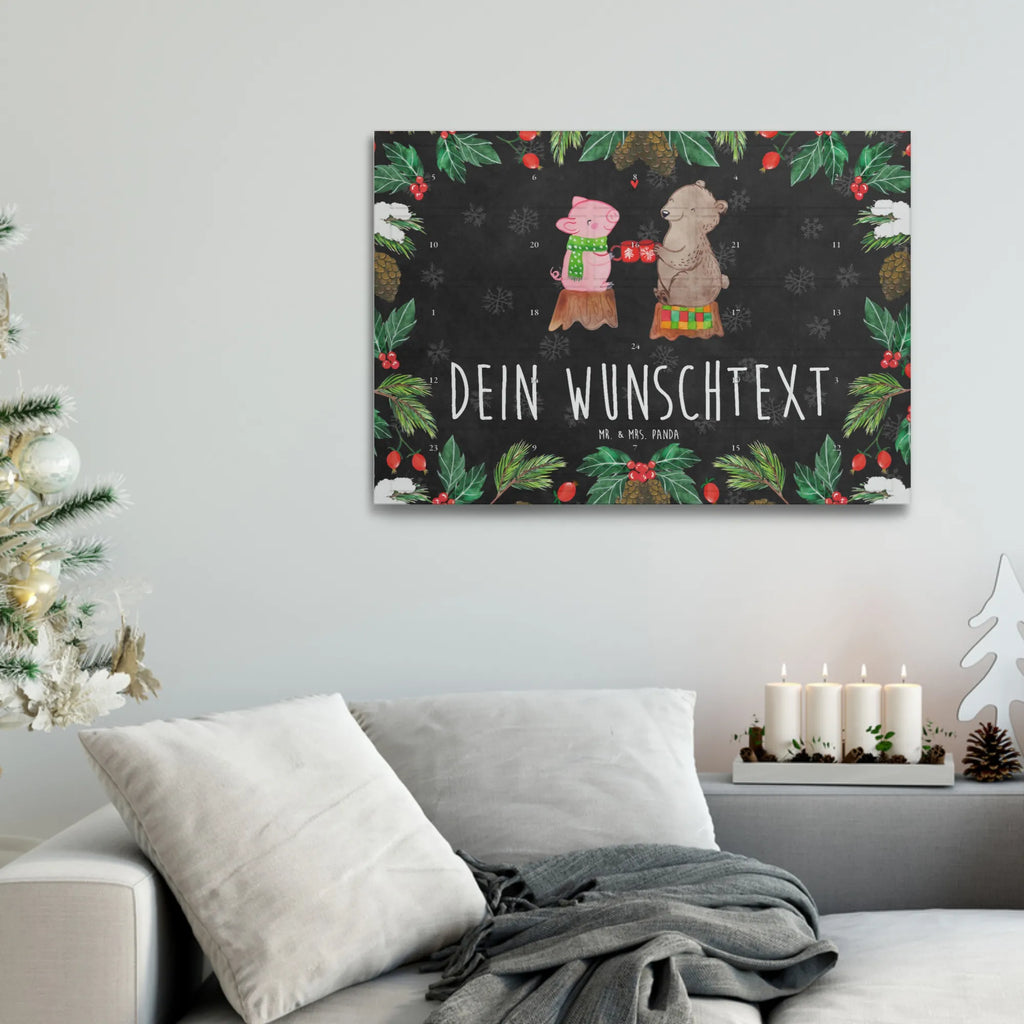 Personalisierter Tee Adventskalender Glühschwein Sause Personalisierter Tee Adventskalender, Advent, Heiligabend, Winter, Wintermotiv, Weihnachten, Weihnachtsdeko, Nikolaus, Bär, Prost, Schwein, Weihnachtszeit, Alles Gute