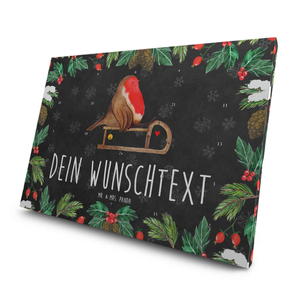 Personalisierter Tee Adventskalender Rotkehlchen Schlitten Personalisierter Tee Adventskalender, Advent, Winter, Heiligabend, Wintermotiv, Nikolaus, Weihnachten, Weihnachtsdeko, Vogel, Schlitten