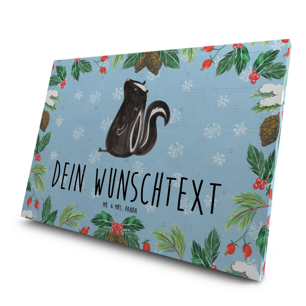 Personalisierter Tee Adventskalender Stinktier Sitzen Personalisierter Tee Adventskalender, Skunk, Stinktier, Besserwisser, Recht, Büro, Stinker, Spruch, Wildtier, Stinki, Raubtier