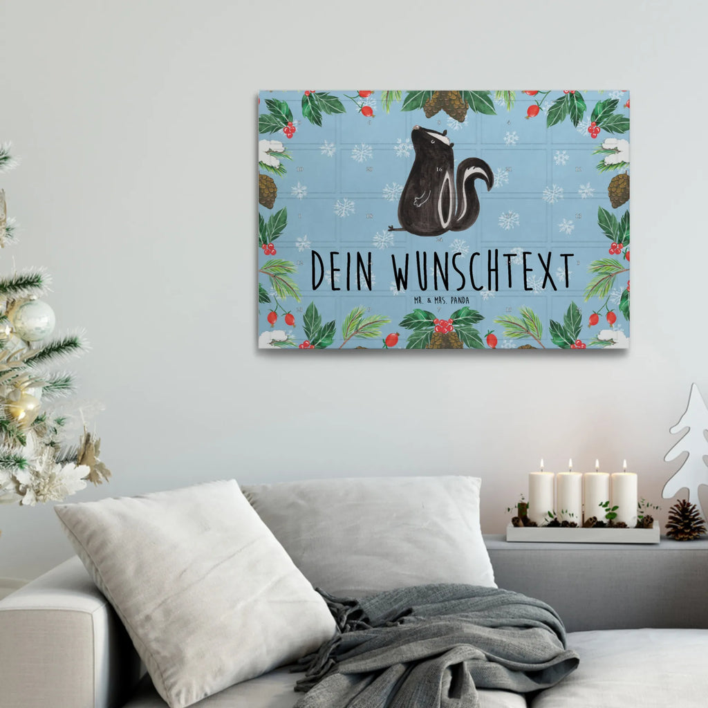 Personalisierter Tee Adventskalender Stinktier Sitzen Personalisierter Tee Adventskalender, Skunk, Stinktier, Besserwisser, Recht, Büro, Stinker, Spruch, Wildtier, Stinki, Raubtier