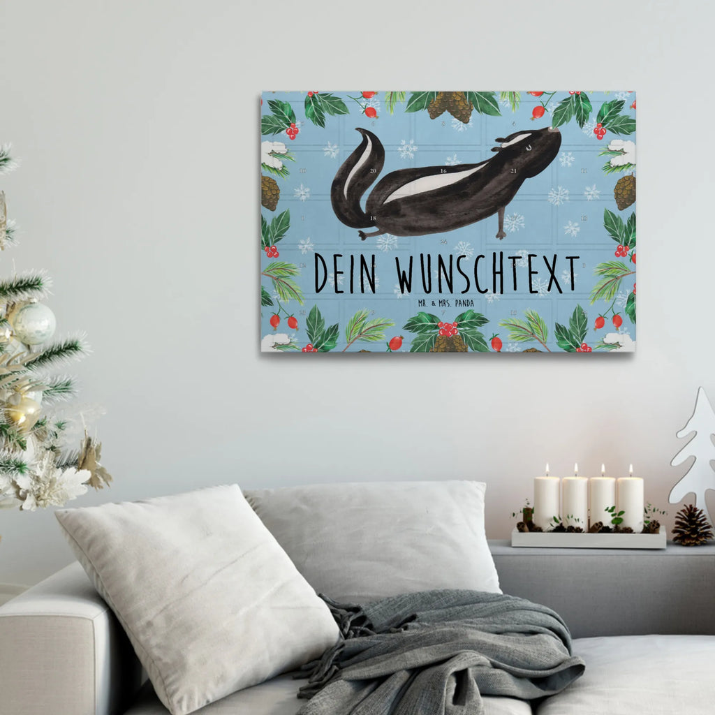 Personalisierter Tee Adventskalender Stinktier Yoga Personalisierter Tee Adventskalender, Skunk, Stinktier, Yoga, Stinki, Raubtier, Liebe, Lebe, Namaste, Wildtier, Stinker, Lache