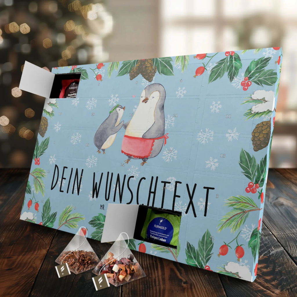 Personalisierter Tee Adventskalender Pinguin mit Kind Personalisierter Tee Adventskalender, Mama, Oma, Opa, Schwester, Papa, Bruder, Muttertag, Vatertag, Familie, Mami, Mutter, Geburststag, Geschenk, Mutti