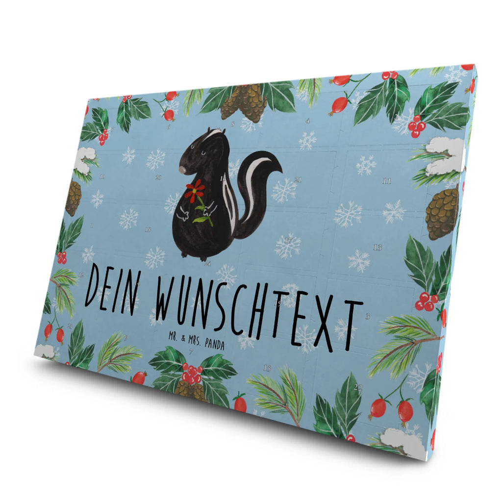 Personalisierter Tee Adventskalender Stinktier Blume Personalisierter Tee Adventskalender, Skunk, Stinktier, Wildtier, Stinker, Dreams, Tagträumer, Verträumt, Stinki, Raubtier, Träume