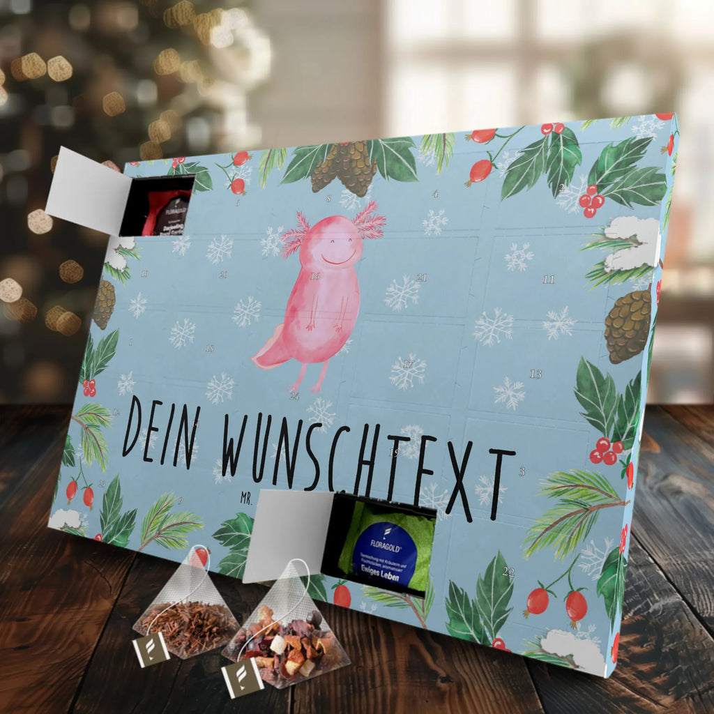 Personalisierter Tee Adventskalender Axolotl Glücklich Personalisierter Tee Adventskalender, Axolotl, Molch, Lurch, Motivation, Lurche, Schwanzlurch, Gute Laune, Axolot