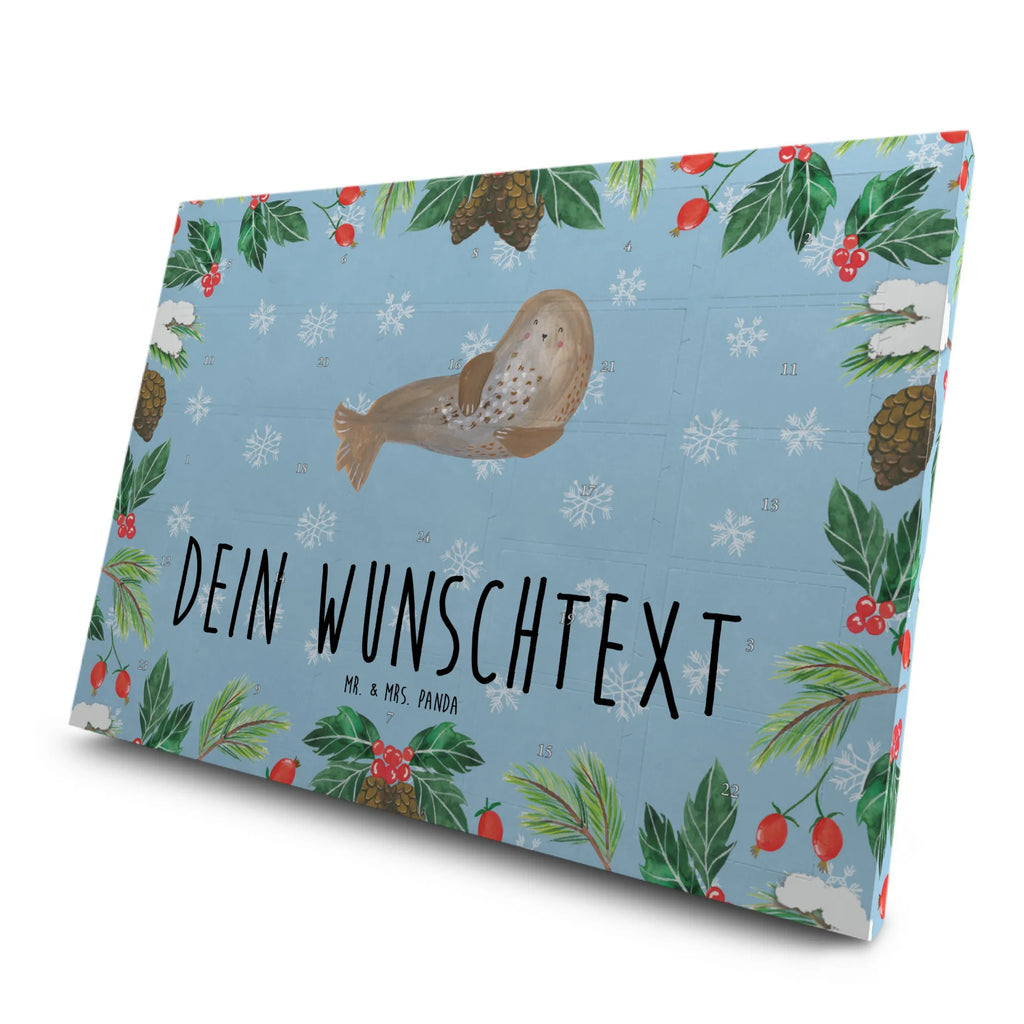 Personalisierter Tee Adventskalender Robbe Lachen Personalisierter Tee Adventskalender, Tiermotive, Tiere, Gute Laune, Lustige Sprüche, Seehund, Ostsee, Strand, Meerestier, Nordsee, Robben, Robbe