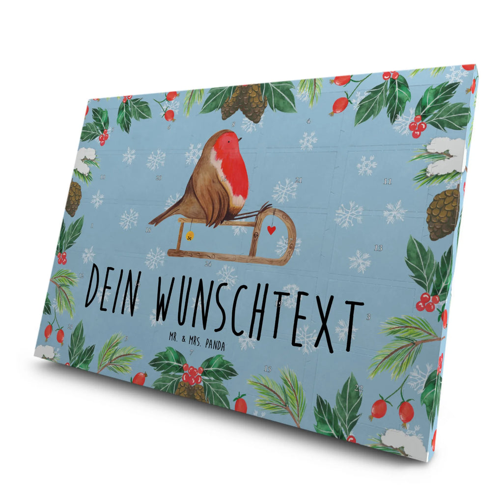 Personalisierter Tee Adventskalender Rotkehlchen Schlitten Personalisierter Tee Adventskalender, Advent, Winter, Heiligabend, Wintermotiv, Nikolaus, Weihnachten, Weihnachtsdeko, Vogel, Schlitten