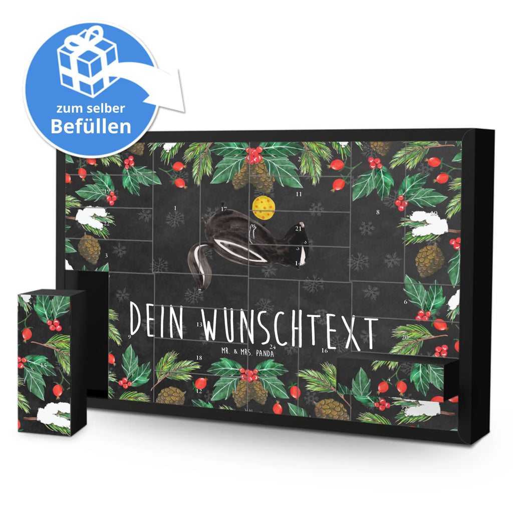 Personalisierter Befüllbarer Adventskalender Stinktier Ball Adventskalender Zum Selbst Befüllen, Befüllbarer Adventskalender, Skunk, Stinktier, Stinker, Verspielt, Wildtier, Raubtier, Stinki, Weisheit