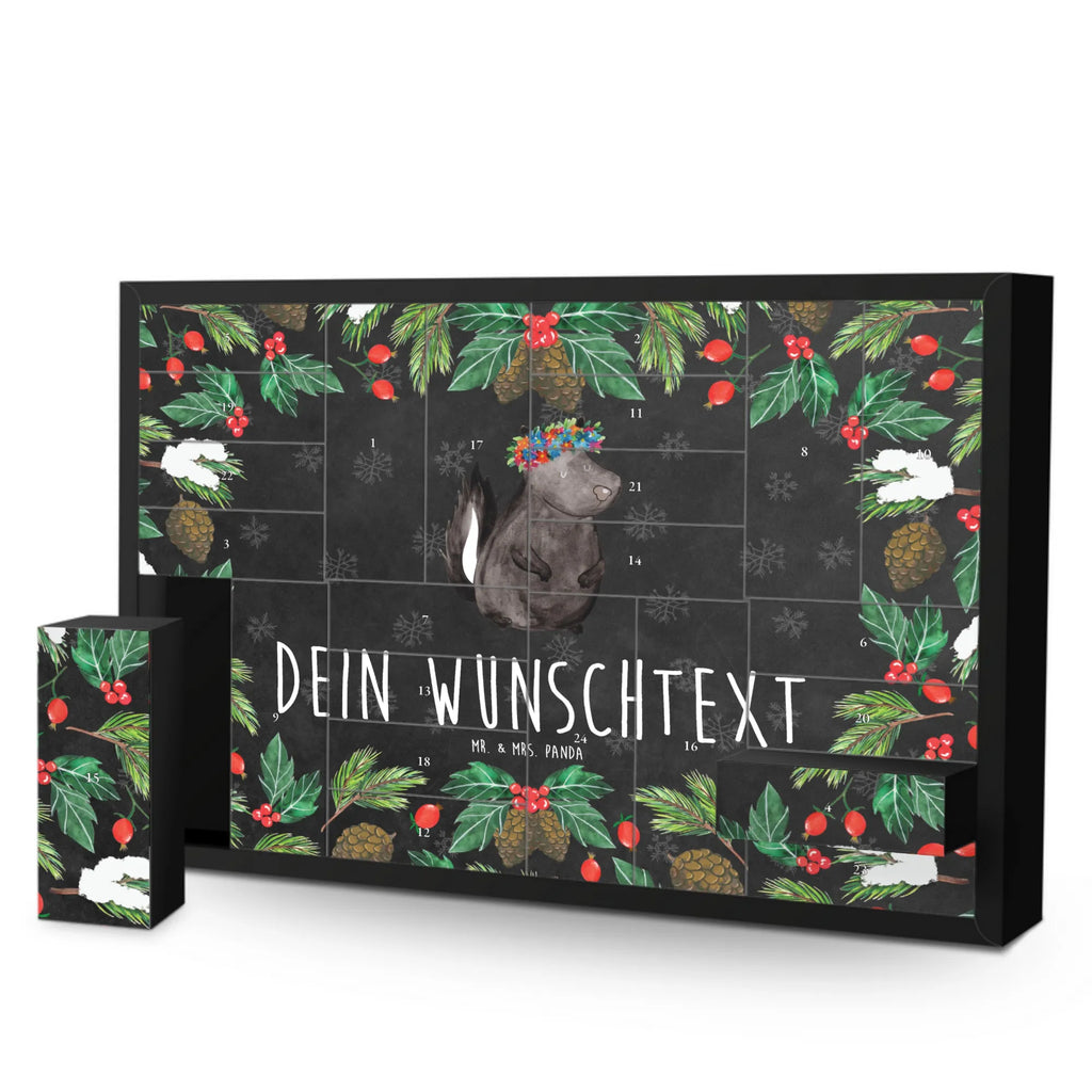 Personalisierter Befüllbarer Adventskalender Stinktier Mädchen Adventskalender Zum Selbst Befüllen, Befüllbarer Adventskalender, Skunk, Stinktier, Namaste, Stinker, Stinki, Raubtier, Wildtier, Yoga