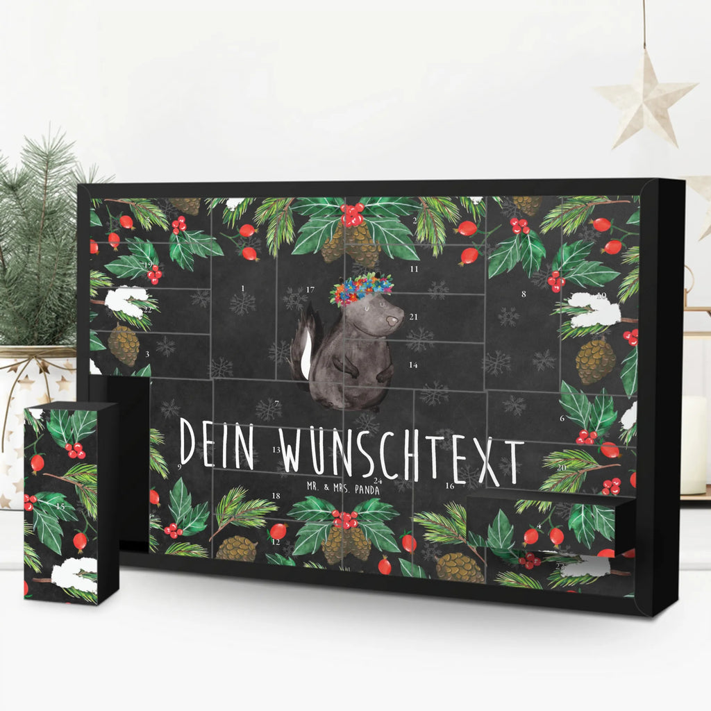 Personalisierter Befüllbarer Adventskalender Stinktier Mädchen Adventskalender Zum Selbst Befüllen, Befüllbarer Adventskalender, Skunk, Stinktier, Namaste, Stinker, Stinki, Raubtier, Wildtier, Yoga