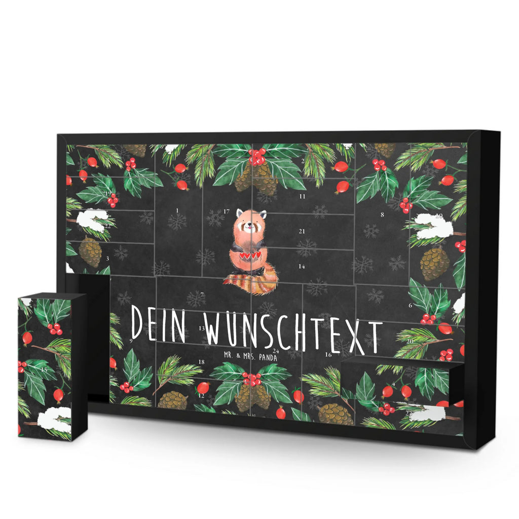 Personalisierter Befüllbarer Adventskalender Roter Panda Adventskalender Zum Selbst Befüllen, Befüllbarer Adventskalender, Tiermotive, Tiere, Gute Laune, Lustige Sprüche, Lieblingsmensch, Herz, Liebling, Liebe, Rot, Panda