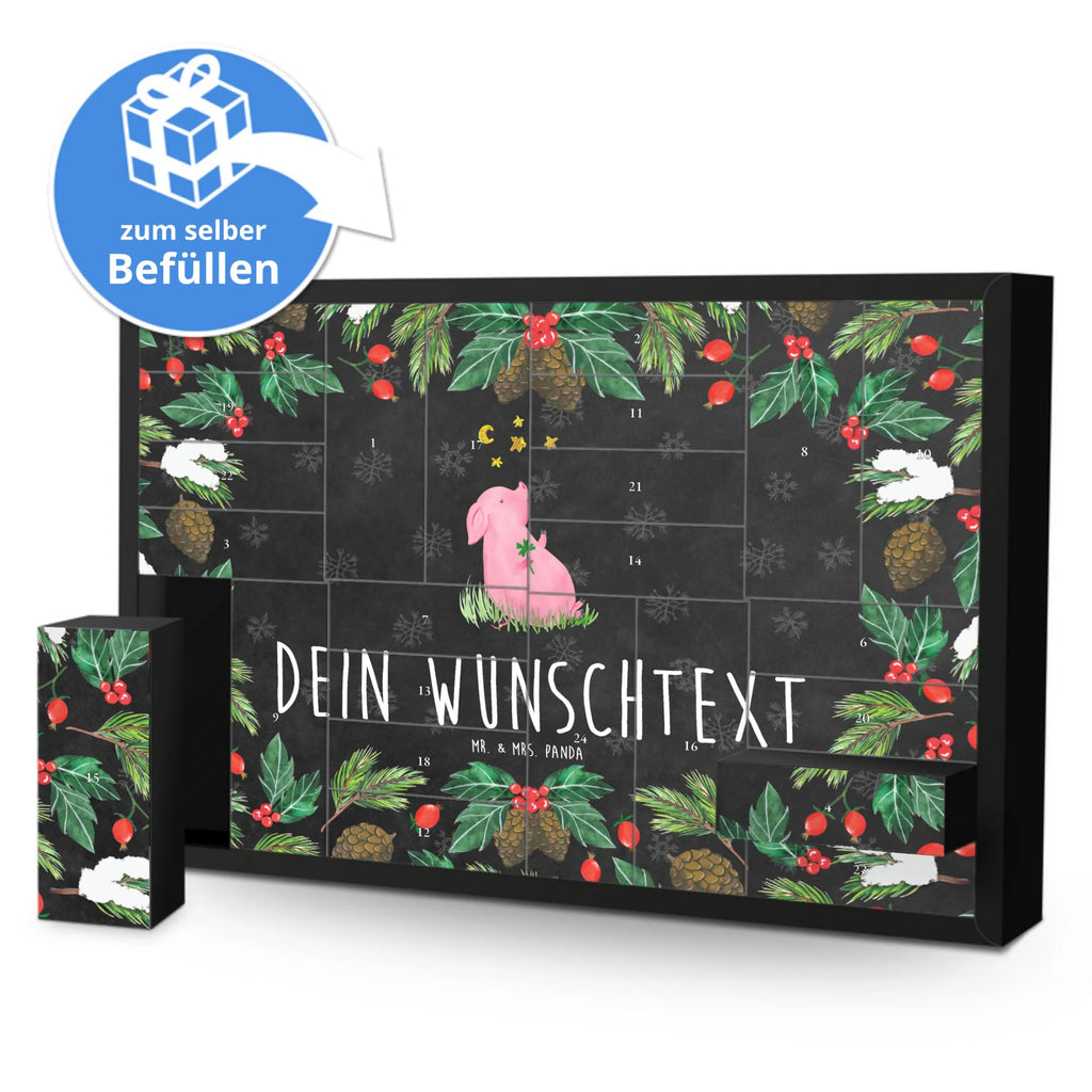 Personalisierter Befüllbarer Adventskalender Schwein Glück Adventskalender Zum Selbst Befüllen, Befüllbarer Adventskalender, Tiere, Tiermotive, Gute Laune, Lustige Sprüche, Motivation, Sernchen, Glücksbringer, Schweinchen, Sterne, Ziele, Schwein, Glücksschwein. Glück, Träume