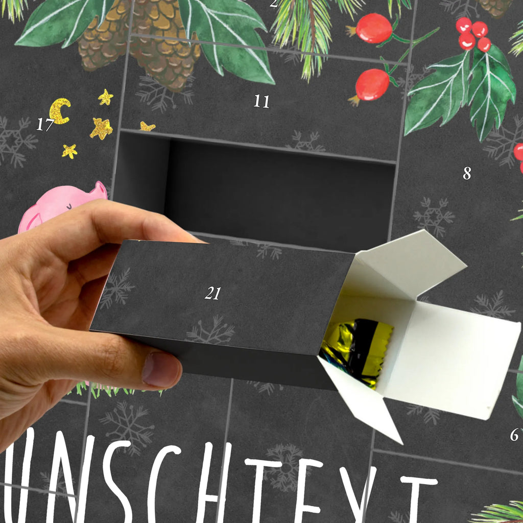 Personalisierter Befüllbarer Adventskalender Schwein Glück Adventskalender Zum Selbst Befüllen, Befüllbarer Adventskalender, Tiere, Tiermotive, Gute Laune, Lustige Sprüche, Motivation, Sernchen, Glücksbringer, Schweinchen, Sterne, Ziele, Schwein, Glücksschwein. Glück, Träume