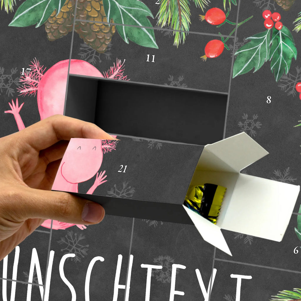 Personalisierter Befüllbarer Adventskalender Axolotl Hurra Adventskalender Zum Selbst Befüllen, Befüllbarer Adventskalender, Axolotl, Molch, Spaß, Axolot, Zufriedenheit, Fröhlich, Freude, Lurch, Schwanzlurch, Lurche, Motivation