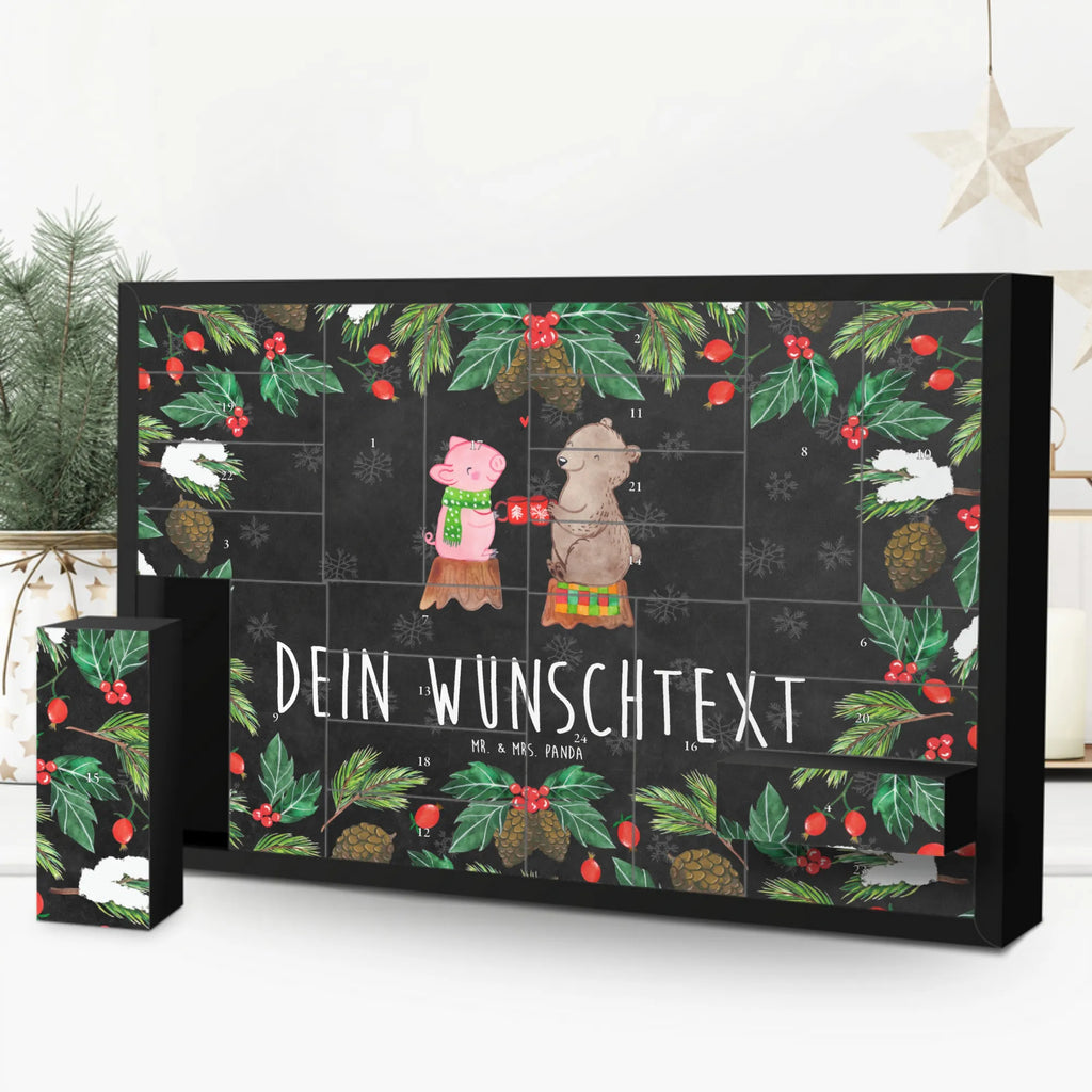 Personalisierter Befüllbarer Adventskalender Glühschwein Sause Adventskalender Zum Selbst Befüllen, Befüllbarer Adventskalender, Advent, Heiligabend, Winter, Wintermotiv, Weihnachten, Weihnachtsdeko, Nikolaus, Prost, Weihnachtszeit, Schwein, Alles Gute, Bär