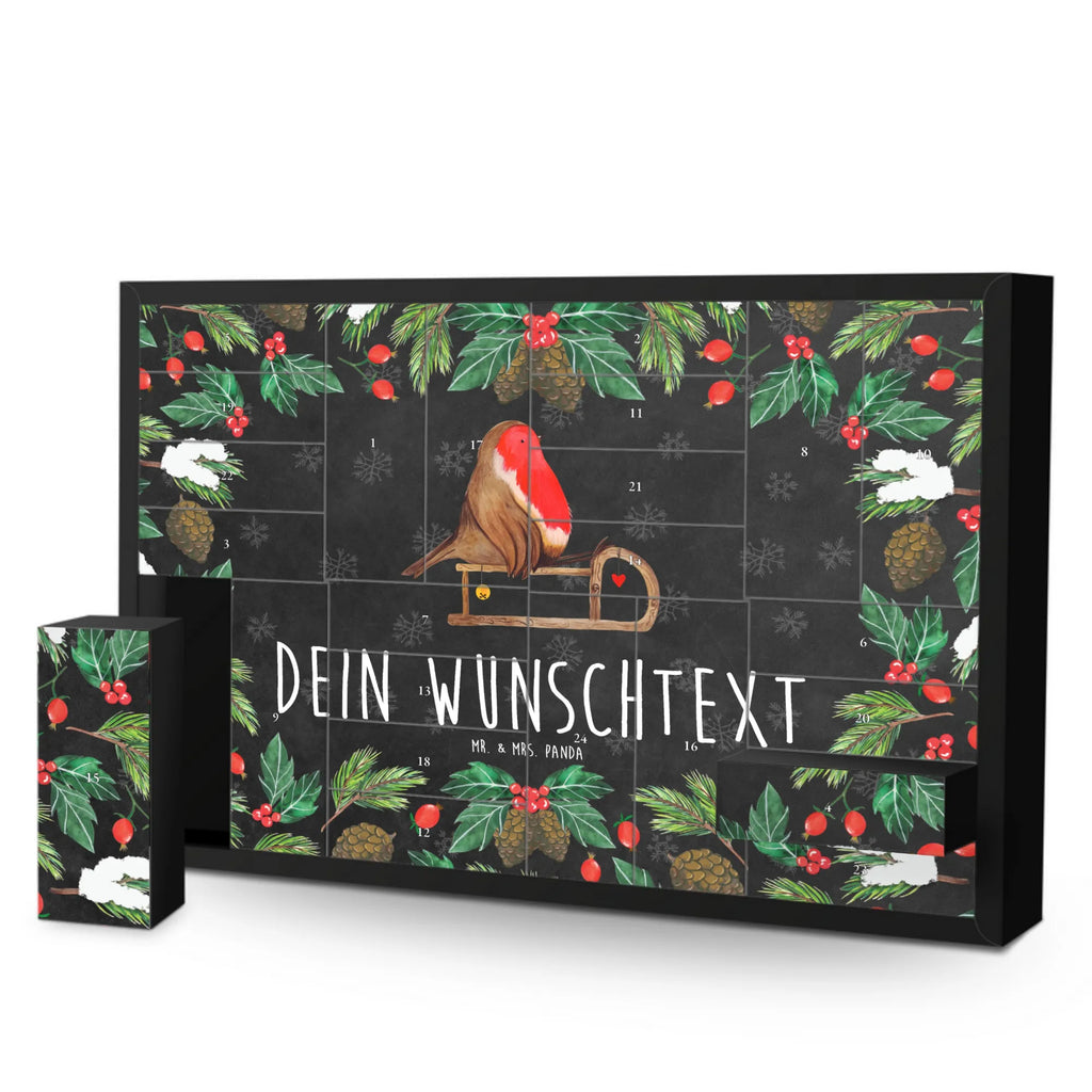 Personalisierter Befüllbarer Adventskalender Rotkehlchen Schlitten Adventskalender Zum Selbst Befüllen, Befüllbarer Adventskalender, Advent, Heiligabend, Winter, Wintermotiv, Weihnachten, Weihnachtsdeko, Nikolaus, Vogel, Schlitten
