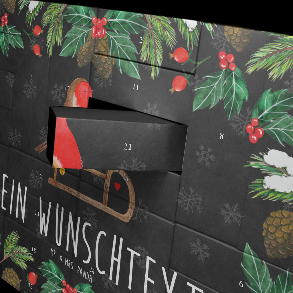 Personalisierter Befüllbarer Adventskalender Rotkehlchen Schlitten Adventskalender Zum Selbst Befüllen, Befüllbarer Adventskalender, Advent, Heiligabend, Winter, Wintermotiv, Weihnachten, Weihnachtsdeko, Nikolaus, Vogel, Schlitten