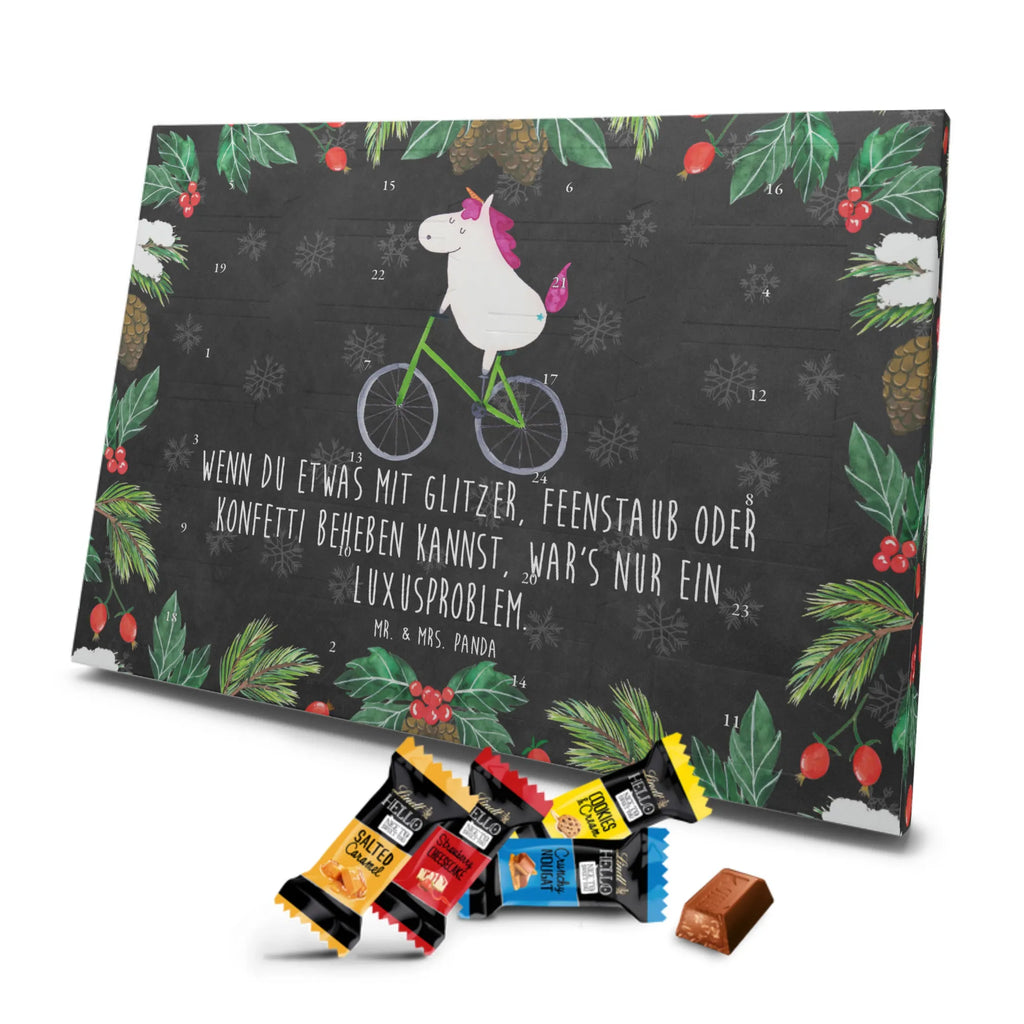 Chocolate advent calendar unicorn cyclist wheel, luxury problem, love affliction, confetti, fairy dust, cycling, cyclist gift, present, grief