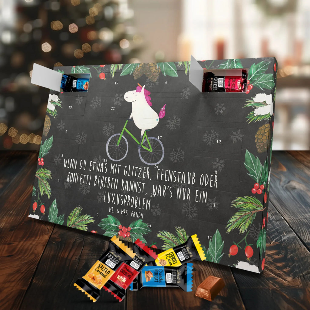 Chocolate advent calendar unicorn cyclist wheel, luxury problem, love affliction, confetti, fairy dust, cycling, cyclist gift, present, grief