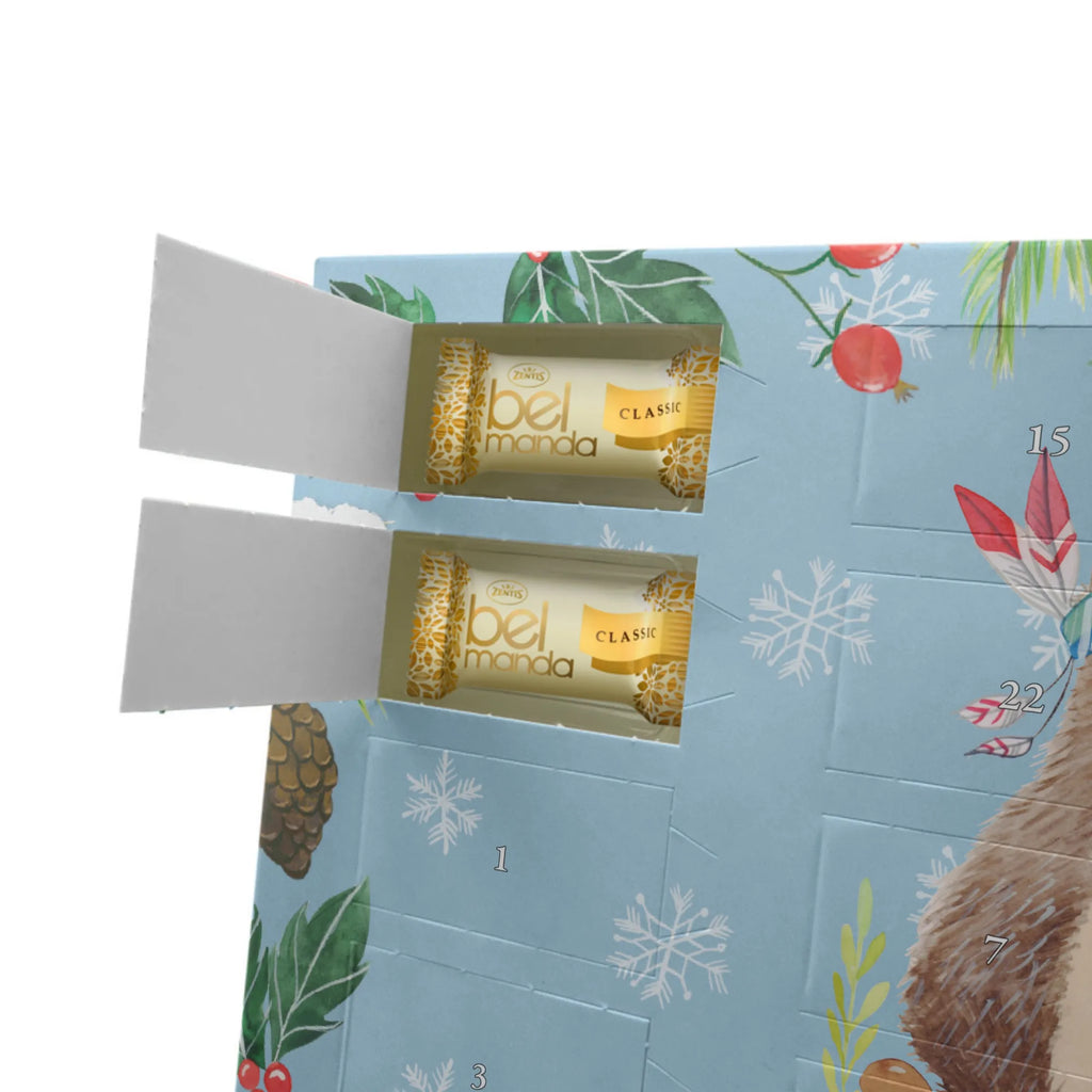 Marzipan Adventskalender Igel Federschmuck Marzipan Adventskalender, Waldtiere, Tiere, Indianer, Camping, Igel, Abenteuer, Lagerfeuer