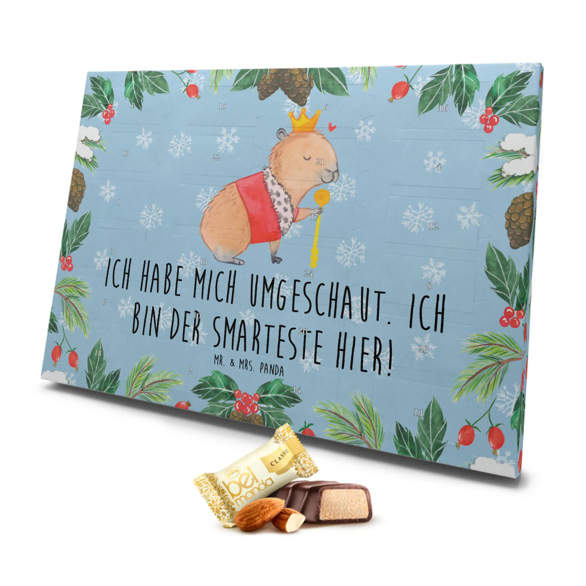 Marzipan Adventskalender Capybara König Marzipan Adventskalender, Tiermotive, Gute Laune, lustige Sprüche, Tiere, König, Capybara