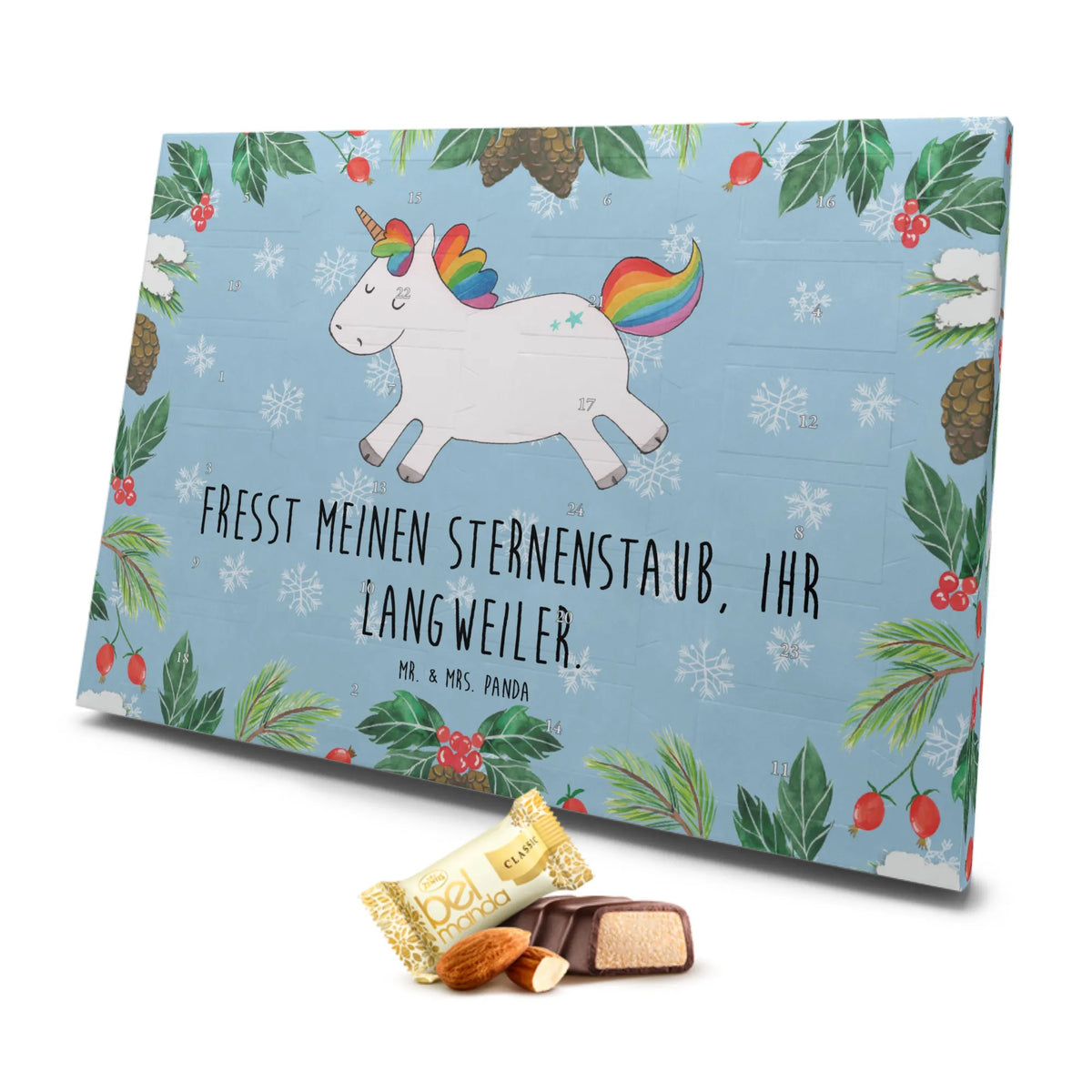 Marzipan Adventskalender Einhorn Happy Marzipan Adventskalender, Einhorn, Einhörner, Einhorn Deko, Unicorn, fröhlich, Lachen, witzig, glücklich, Lebensfreude, Lächeln, spannend, Spaß, Freude