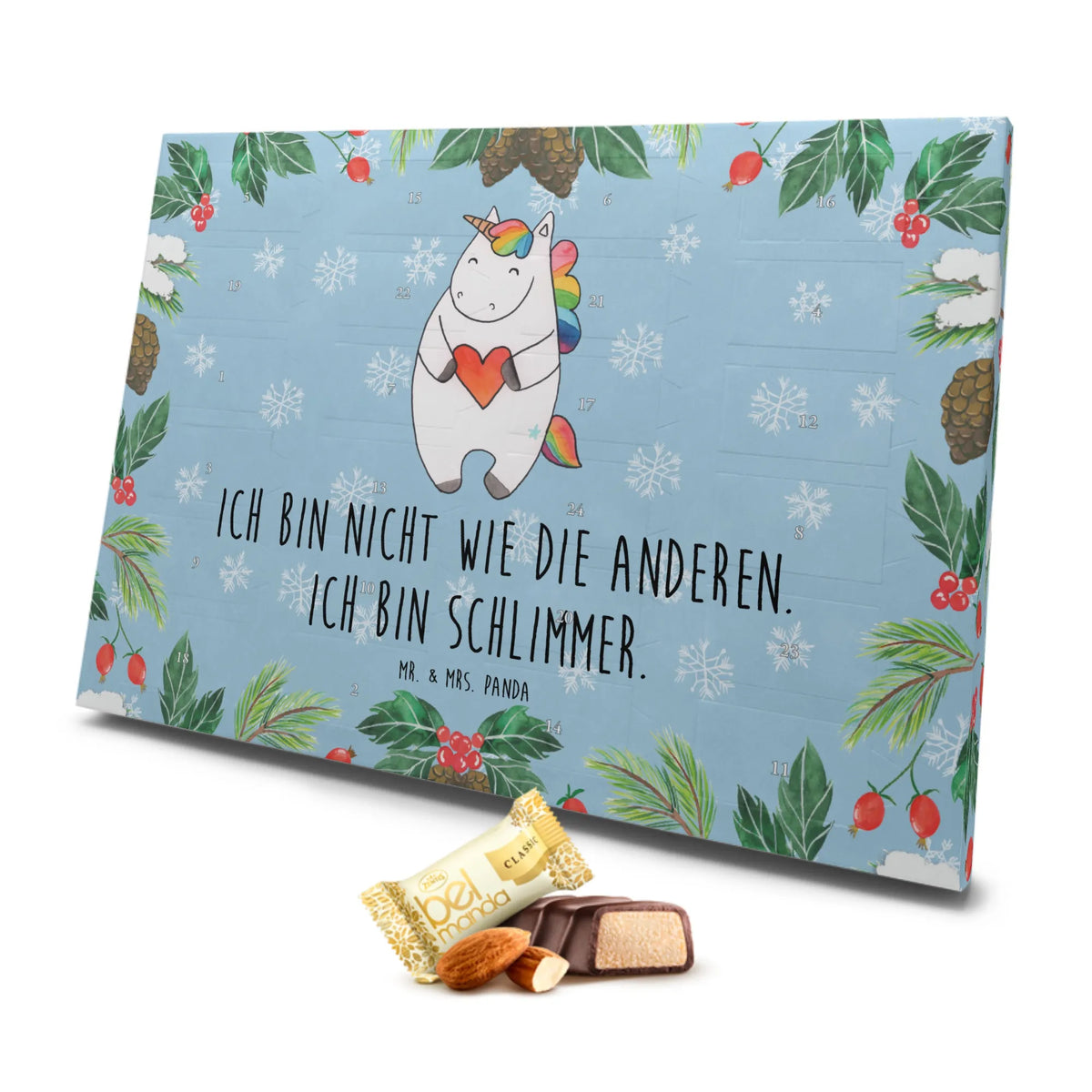 Marzipan Adventskalender Einhorn Herz Marzipan Adventskalender, Einhorn, Einhörner, Einhorn Deko, Unicorn, schlimm, witzig, bunt, böse, anders, lustig, Freundin, Herz