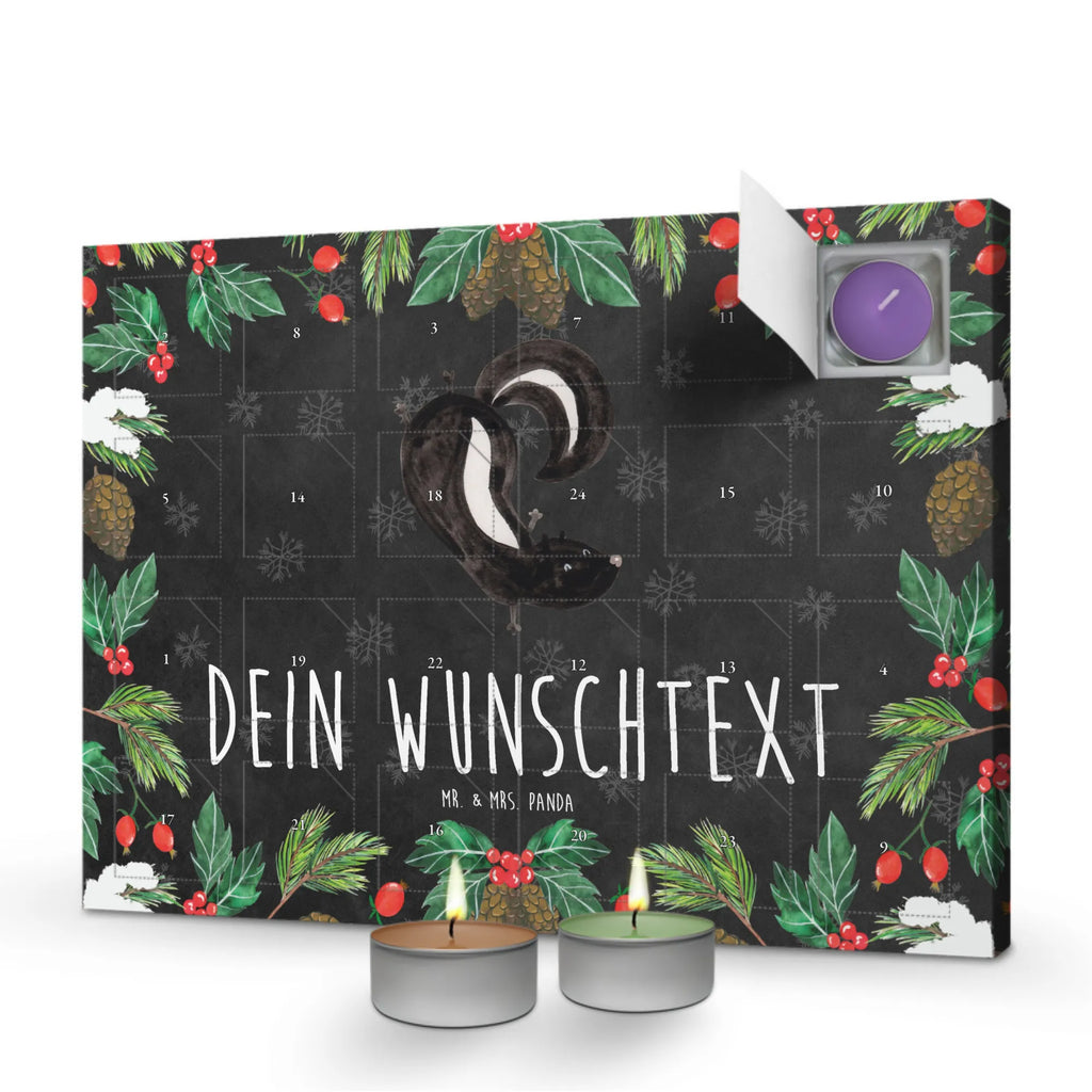 Personalisierter Duftkerzen Adventskalender Stinktier Handstand Personalisierter Duftkerzen Adventskalender, Skunk, Stinktier, Stinki, Verpielt, Raubtier, Kind, Spielplatz, Wildtier, Stinker