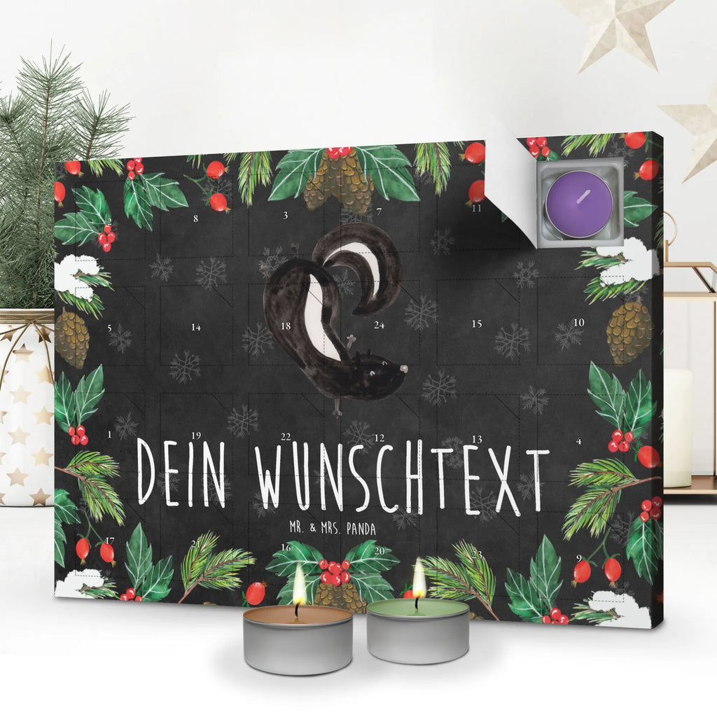 Personalisierter Duftkerzen Adventskalender Stinktier Handstand Personalisierter Duftkerzen Adventskalender, Stinktier, Skunk, Raubtier, Verpielt, Stinki, Spielplatz, Kind, Wildtier, Stinker