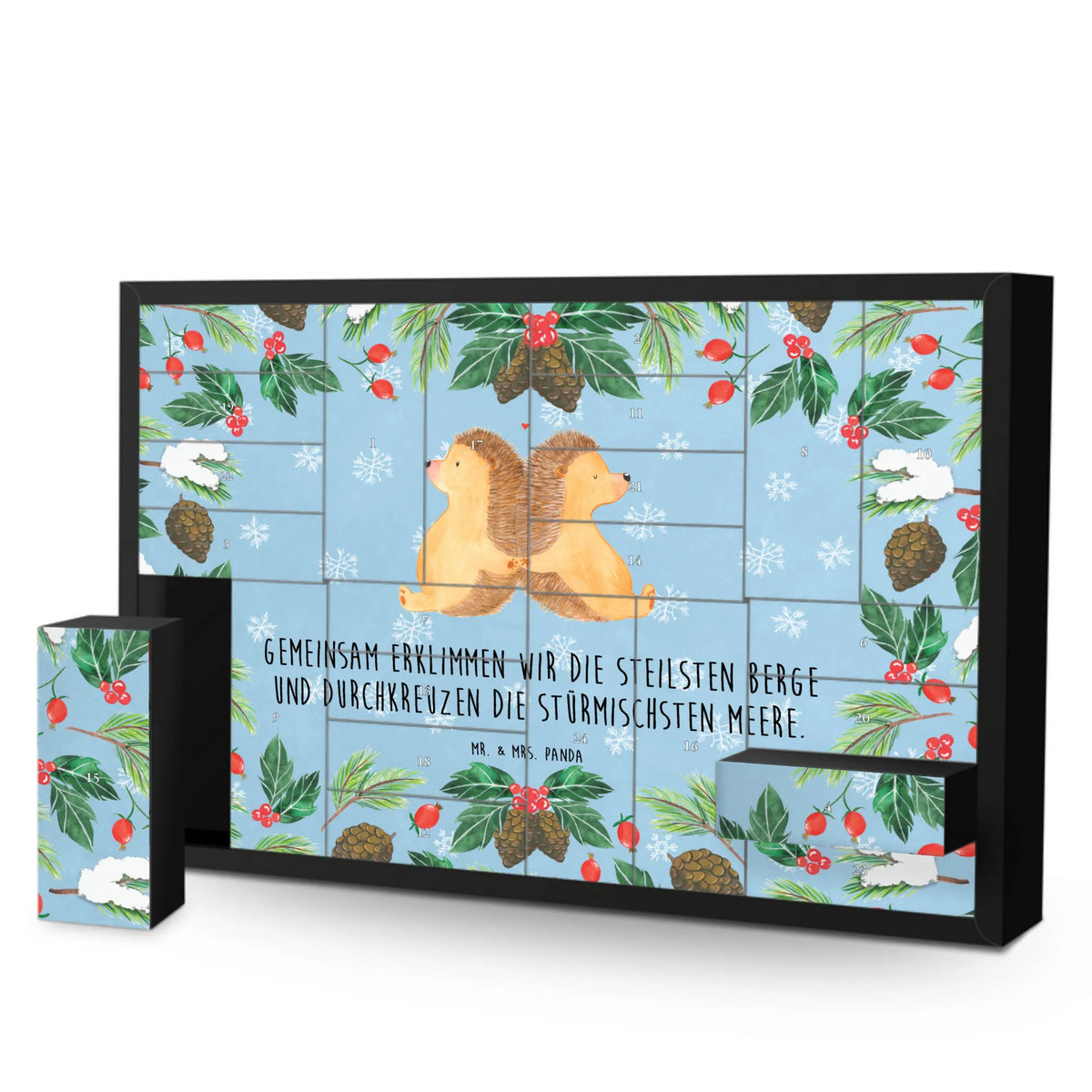 Fillable advent calendar Hedgehogs holding hands