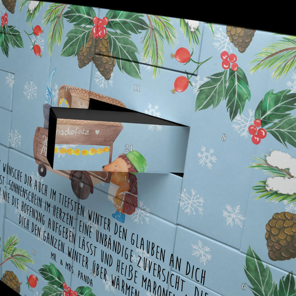 Fillable advent calendar hedgehog Chestnuts snow, Christmas time