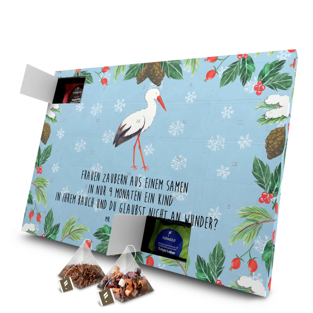 Tee Adventskalender Storch Adventskalender mit Tee, Adventskalender, Tee Adventskalender, Tiermotive, Tiere, Gute Laune, Lustige Sprüche, Mutter, Mütter, Baby, Schwangerschaft, Mutter Werden, Babybauch, Schwanger, Storch, Störche, Geburt