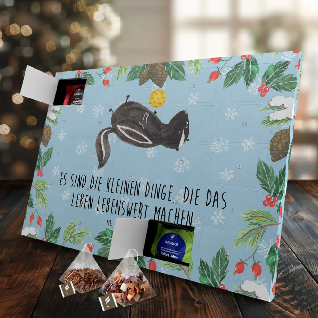 Tee Adventskalender Stinktier Ball Adventskalender mit Tee, Adventskalender, Tee Adventskalender, Stinktier, Skunk, Raubtier, Stinker, Weisheit, Wildtier, Verspielt, Stinki