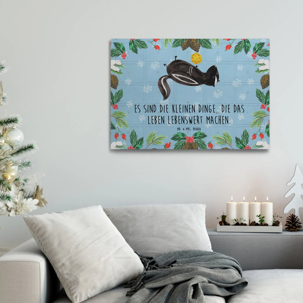 Tee Adventskalender Stinktier Ball Adventskalender mit Tee, Adventskalender, Tee Adventskalender, Stinktier, Skunk, Raubtier, Stinker, Weisheit, Wildtier, Verspielt, Stinki