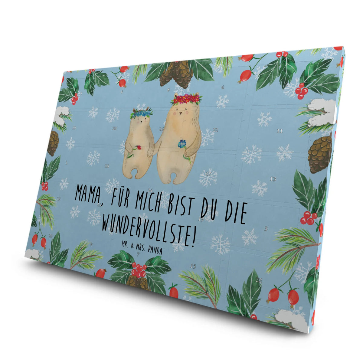 Tee Adventskalender Bären mit Blumenkranz
