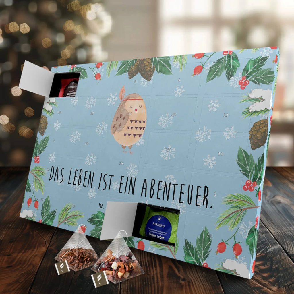 Tee Adventskalender Eule Federschmuck Adventskalender, Adventskalender mit Tee, Tee Adventskalender, Eule, Reisespruch, Das Leben Ist Ein Abenteuer, Federschmuck, Dekoration, Eule Deko, Owl