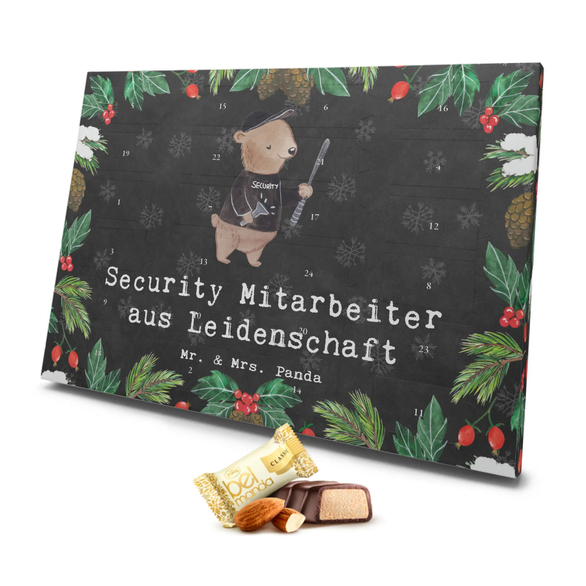 Marzipan Adventskalender Security Mitarbeiter Leidenschaft Marzipan Adventskalender, Beruf, Ausbildung, Jubiläum, Abschied, Rente, Kollege, Kollegin, Geschenk, Schenken, Arbeitskollege, Mitarbeiter, Firma, Danke, Dankeschön