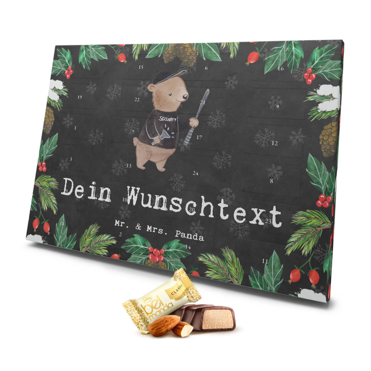 Personalisierter Marzipan Adventskalender Security Mitarbeiter Leidenschaft Personalisierter Marzipan Adventskalender, Beruf, Ausbildung, Jubiläum, Abschied, Rente, Kollege, Kollegin, Geschenk, Schenken, Arbeitskollege, Mitarbeiter, Firma, Danke, Dankeschön