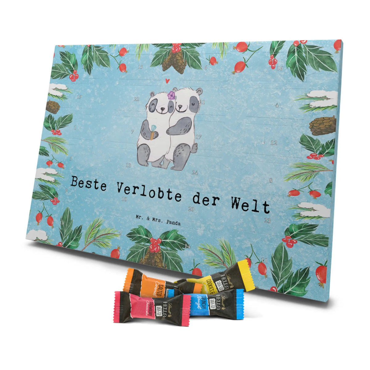 Chocolate advent calendar panda Best Fiancée in the World gift tip, make you happy, for, birthday, gift idea, gift, birthday present, giving, thank you, wife, betrothal, dream girl, wedding, girlfriend, future, fiancee, marriage